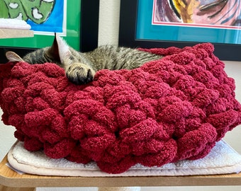 Hand Crochet Pet Bed - Chenille Cat Bed - Handmade - Medium Cat Bed - Cat Bed - Crochet Pet Accessories -