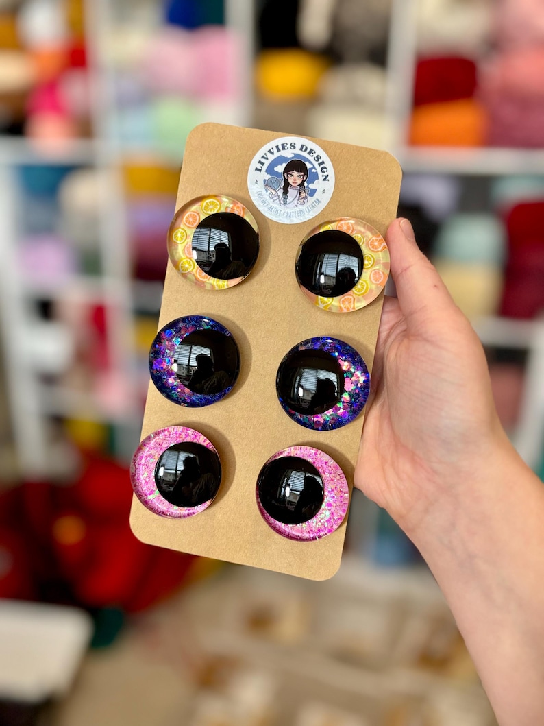 Safety Eye Mystery Set 40mm-18mm | Safety Eyes | Kawaii Glitter Sinker Eyes | Mystery Sinker Safety Eyes image 2