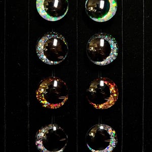 40mm - 18mm | Set of 4 | Midnight Collection Glitter Kawaii Sinker Safety Eyes | Handpainted Amigurumi Eyes | Crochet Safety Eyes |