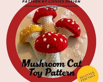 Crochet Mushroom Pattern | Cat Toy Pattern | Crochet Cat Toy Pattern | Mushroom Pattern