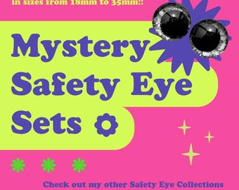 Safety Eye Mystery Set 40mm-18mm | Safety Eyes | Kawaii Glitter Sinker Eyes | Mystery Sinker Safety Eyes