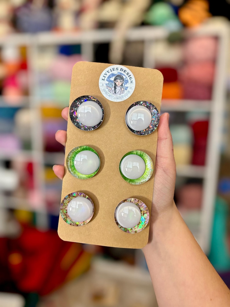 Safety Eye Mystery Set 40mm-18mm | Safety Eyes | Kawaii Glitter Sinker Eyes | Mystery Sinker Safety Eyes image 3