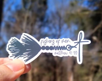 Fishers of Men scripture inspired water proof sticker great for phone cases, journaling, and more