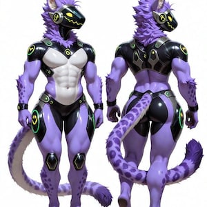 Protogen Adopt - Purple Leopard Furry Adoptable Character | Instant Digital Download