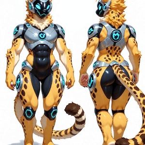Protogen Adoptable Leopard Character – Limited to 10 – Instant Digital Download Furry Fursona Adopt Art