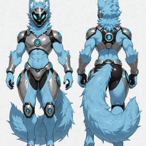 Protogen Adopt: Blue Wolf Fursona – Limited Edition Digital Character Download