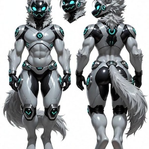 Protogen Adopt Grey Wolf – Limited 10, Instant Digital Download Fursona