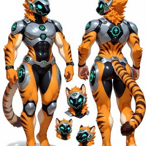 Protogen Adopt Tiger Fursona – Limited 10 Furry Character Design, Instant Digital Download, Unique Protogen Adoptable