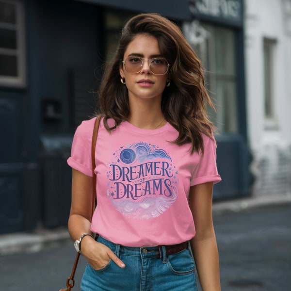 Dreamer of Dreams T-Shirt  Mystical Moon and Stars Design, Ideal for those who Love to Dream Big and Shine Bright