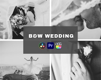 10 BW Wedding video LUTs, Handmade, Original, One-click use, Davinci Resolve, Adobe Premiere, Final Cut Pro, color LUTs, CapCut,.cube files