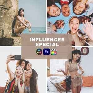 10 Influencer video LUTs, Handmade, Original, One-click use, Davinci Resolve, Adobe Premiere, Final Cut Pro, color LUTs, CapCut,.cube files