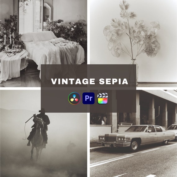 10 Vintage Sepia Video LUTs, One-Click Color Grading (.cube files)