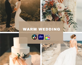 Warm Wedding Video LUTs, One-Click Color Grading (.cube files)