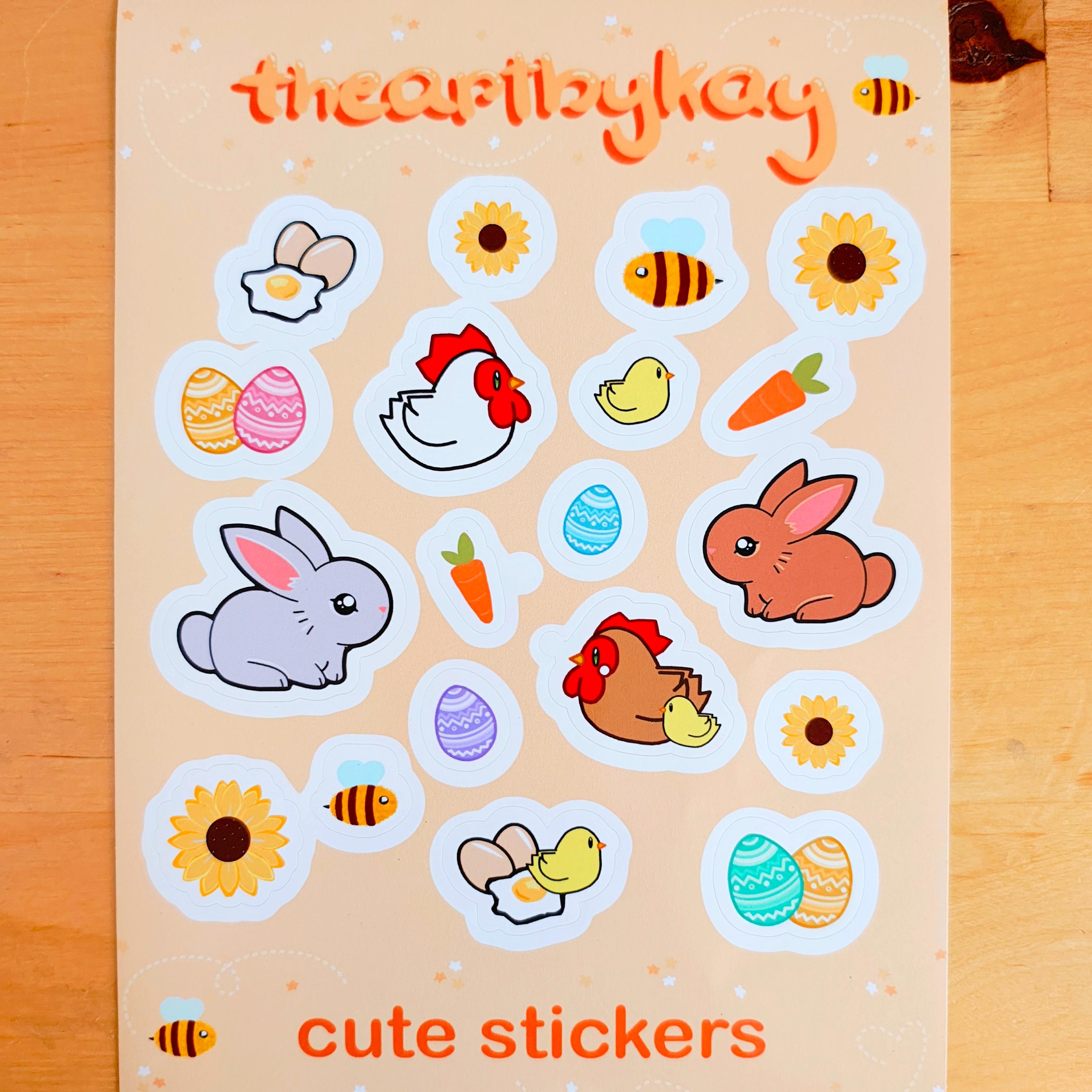 "Handgefertigter ""Happy Easter"" Stickerbogen."
