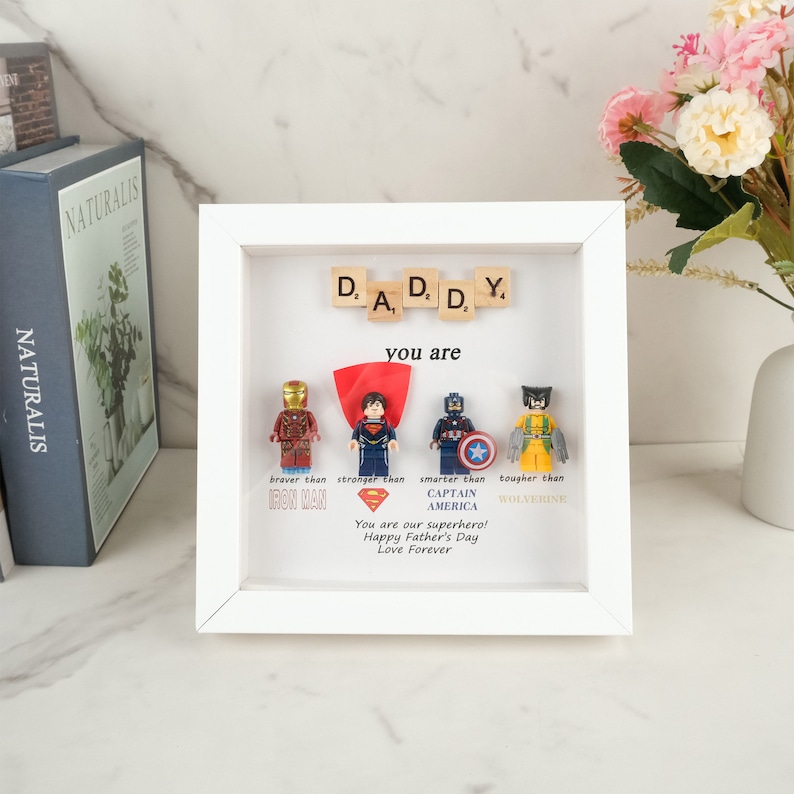 5 cadres super-héros, cadeaux pour la fête des pères, cadeaux personnalisés pour papa, cadeaux d'anniversaire pour papa personnalisés, cadres de puzzle, cadeaux pour papa image 5