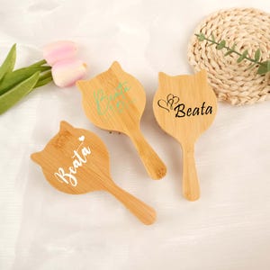 Personalized Cat Ear Hair Brush, Custom Name Airbag Brush for mother, Wedding Wooden Comb, Wedding Bridesmaid Gift