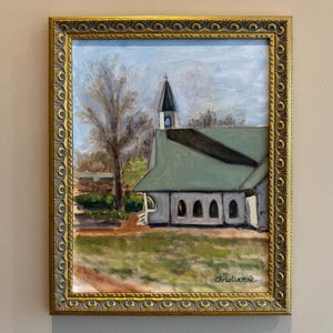Plein air painting of Confederate chapel at VMFA Garden: Richmond VA wall art