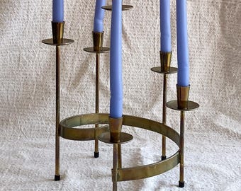 Vintage Brass Spiral Candelabra – Gunnar Ander Ystad Metall, Swedish Modernist Design