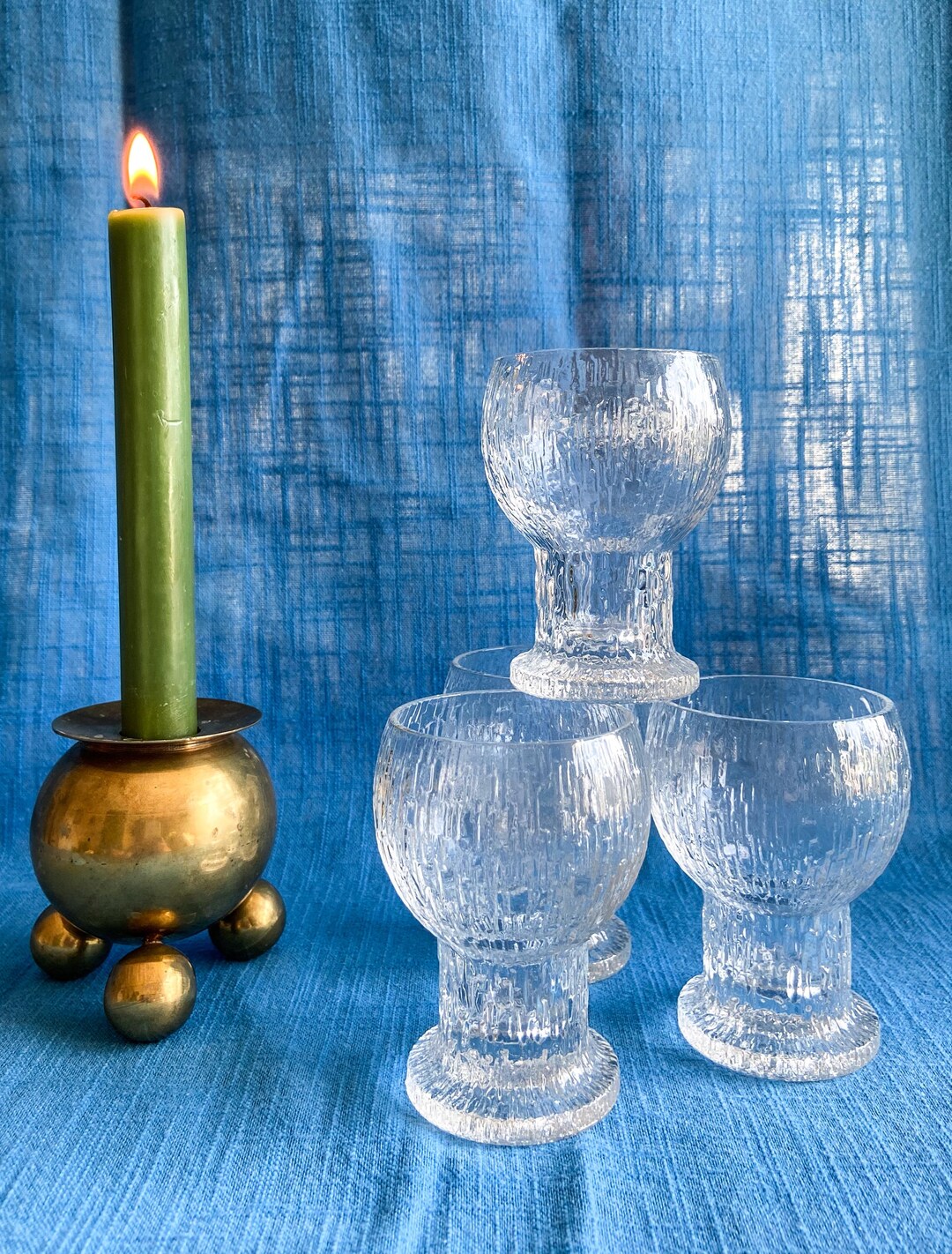Vintage Iittala Kekkerit Glasses Finnish Mid century Textured Ice vintage-iittala-kekkerit-glasses-finnish-mid-century-textured-ice