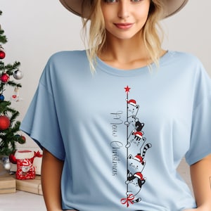 Custom Cats T Shirt, Custom Christmas Tee, Personalized Cat Lover Shirt, Your Text T Shirt, Custom Cat Owner Gift, Cat, Cat Gift, Winter Tee