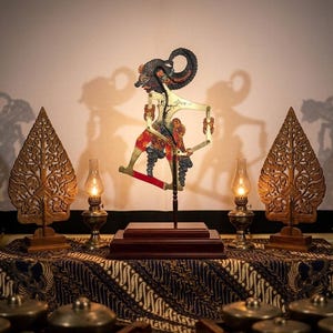 Mini Bima Puppe - Indonesische Schattenpuppe Wanddekoration, Wayang Kulit Geschenk
