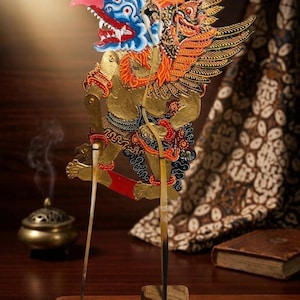 Mini Eagle Mahambira Puppet – Indonesisk Shadow Puppet Väggdekor, handgjord Wayang Kulit-present