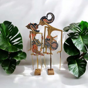 Miniature Indonesian Wayang Kulit, Javanese Shadow Puppets, Flat Leather Arjuna Srikand