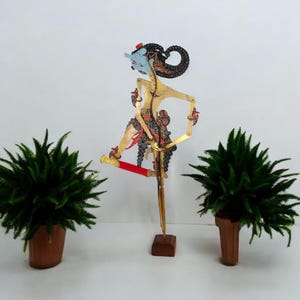 Miniature Indonesian Wayang Kulit, Javanese Shadow Puppets, Flat Leather Antasena