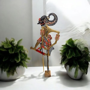 Miniature Indonesian Wayang Kulit, Javanese Shadow Puppets, Flat Leather Bima