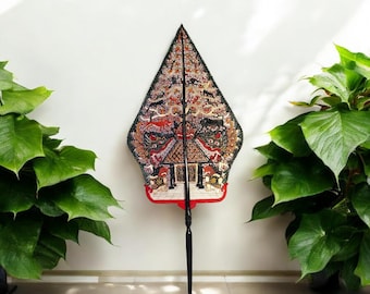 Javanese Shadow Puppet, Miniature Indonesian Wayang Kulit, Flat Leather Tree of Life Gunungan