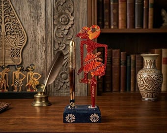 Handmade Wayang Desk Decor – Indonesian Wooden Pen Holder, Javanese Cultural Art