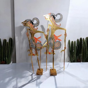 Miniature Indonesian Wayang Kulit, Javanese Shadow Puppets, Flat Leather Nakula Sadewa