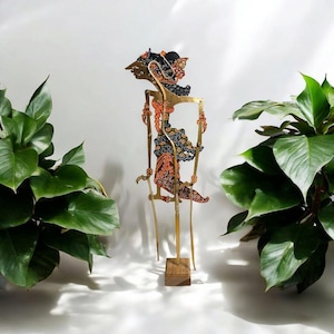 Miniature Indonesian Wayang Kulit, Javanese Shadow Puppets, Flat Leather Srikandi