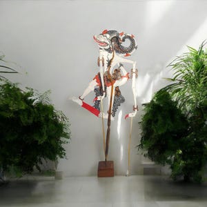 Miniature Indonesian Wayang Kulit, Javanese Shadow Puppets, Flat Leather Hanoman