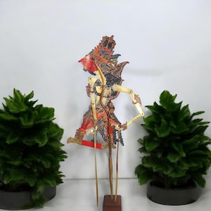 Miniature Indonesian Wayang Kulit, Javanese Shadow Puppets, Flat Leather Baladewa