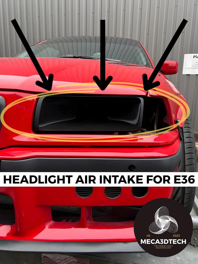 BMW E36 Air Intake – Headlight Replacement – (Carbon Fiber Reinforced PETG-CF) – Air Intake Scoop / Turbo Mount image 1