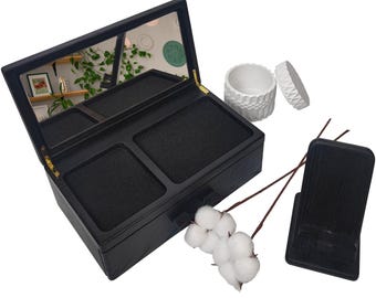 Personalized gift Wooden Jewelry Box with Mirror – Custom Engraved Keepsake for Her – Unique Gift for Wife, Girlfriend, or Bride