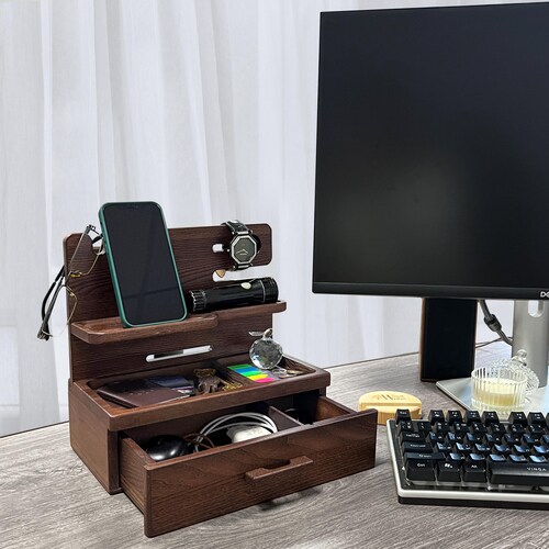 Handcrafted Custom Docking Station, Wood Desk Organizer, Bedside Organizer  for Men and Women, Father’s Day Gift, Dad Gifts