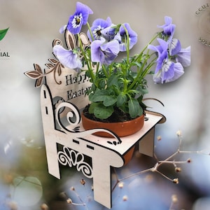 laser cut datei file Oster Bank mit Blumentopfhalterung Tontopf Geschenkidee xcs svg DIY lasergeschnitten Kommerzielle Nutzungslizenz