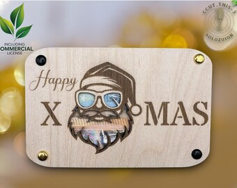 laser cut file Christmas card xcs svg DIY cash gift Christmas gift Santa Claus X-Mas easy gift Commercial use