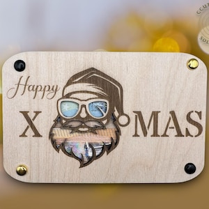 laser cut datei Weihnachtskarte xcs svg DIY Geldgeschenk Weihnachtsgeschenk Karte Cooler Weihnachtsmann X-Mas einfach verschenken