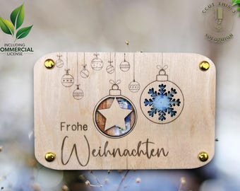 laser cut file Christmas card svg xcs laser cut DIY Christmas gift cash gift Christmas ball Commercial use