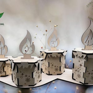 3D Advent wreath Advent small gift with sweet rhyme xcs svg laser cut file Christmas Christmas decoration Commercial use license image 1