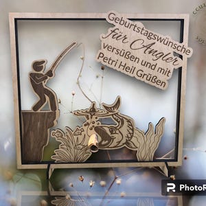 Arquivo de corte a laser presente de aniversário do pescador svg xcs ideia de aniversário feliz pesca sorte do pescador grande captura, peixe de pesca, figura de peixe