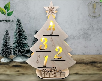 laser cut file Christmas tree Advent wreath 4 LED tealights svg xcs Advent tealight holder DIY 3D Commercial Use License