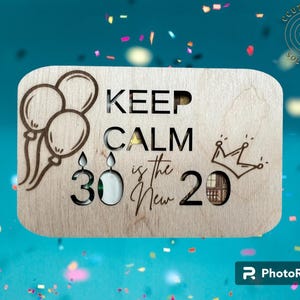 lasergesneden cadeaubon, Blijf kalm 30 is de nieuwe 20, 30e verjaardag, xcs, svg, verjaardagscadeau, verjaardagsidee, geldcadeau