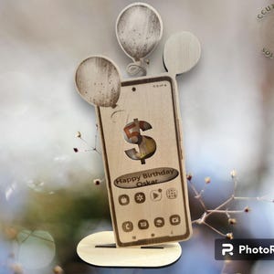 Geldcadeau in mobiele telefoon-look met ballonnen, lasergesneden, digitale download, verjaardagsverrassing, ballonmobiele telefoon, geldcadeau, verjaardag