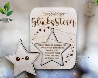 laser cut file lucky star lucky charm keychain star xcs svg gift idea laser cut commercial use