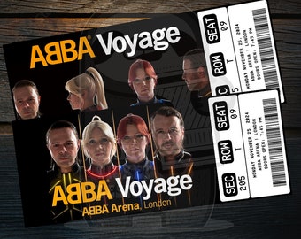 Printable Abba Voyage Ticket  | Personalized Music Concert Show | Surprise Gift Reveal | Editable Souvenir Keepsake | Instant PDF Download