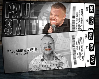 Printable Paul Smith Ticket Pablo Tour | Personalized Live Comedy Show Surprise Gift Reveal | Editable Keepsake | Instant Download